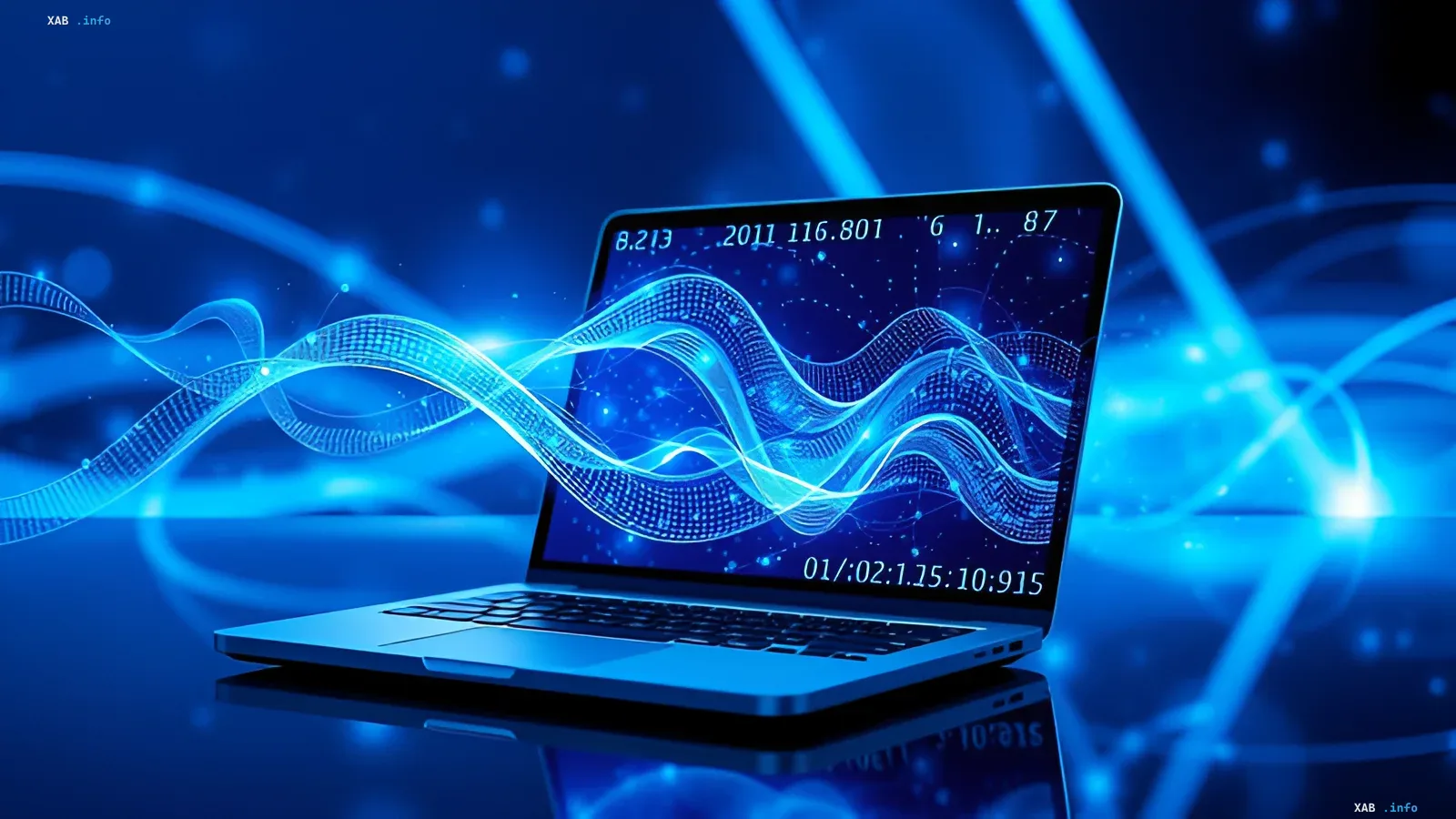Laptop mit Visualisierung von Wellenzyklen und digitalen Daten, das den Beweis der Hypothese über doppelte Zyklusabdeckung durch GPT-5.6 Sol symbolisiert