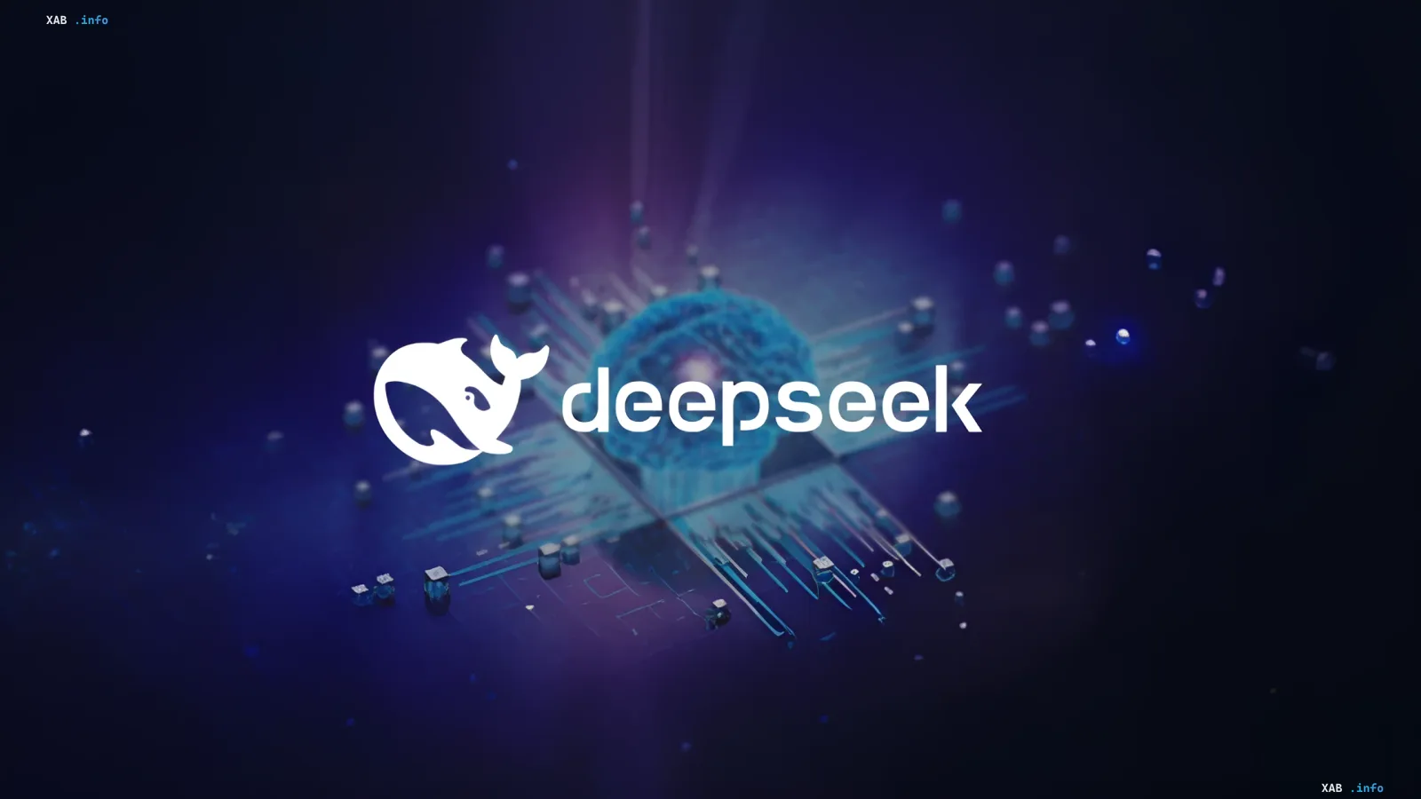 Логотип DeepSeek на фоні цифрової схеми, що символізує китайського гіганта ШІ, який може бути ізольований від світового ринку