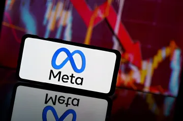 Логотип Meta на екрані смартфона з графіком на фоні, що ілюструє провал функції Muse Image