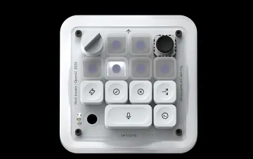 Konzeptart der OpenAI Codex Micro-Tastatur mit Tasten zur Steuerung von KI-Coding