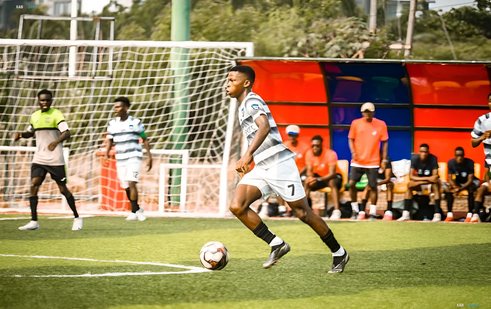 Football player Aborgi Vince of Polissya club during a training match before the start of European competitions