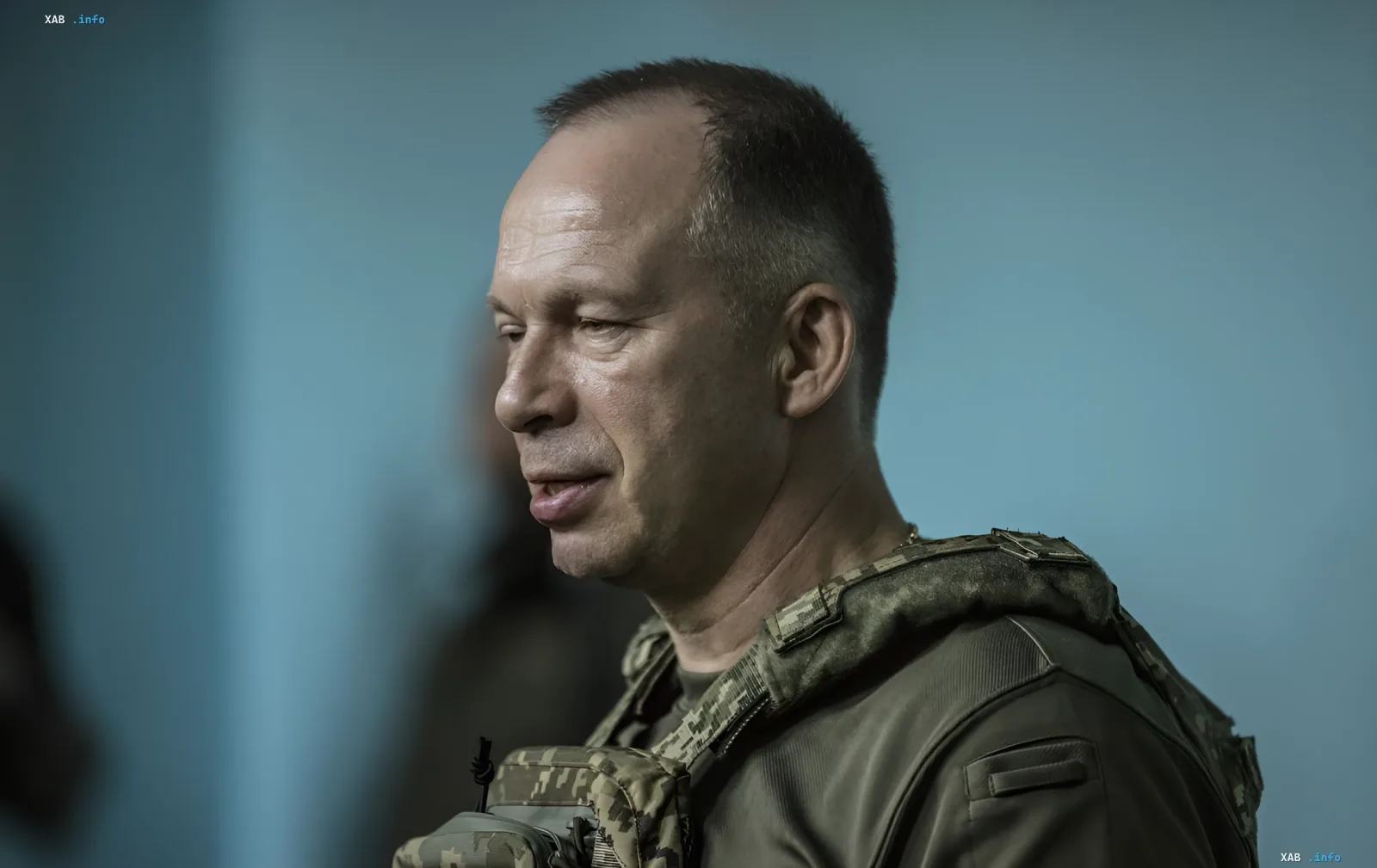 Oleksandr Syrskyi, Commander-in-Chief of the Armed Forces of Ukraine, in military uniform calls for unity and focus on the war