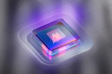Schematic illustration of an AI microchip, symbolizing the technological race in artificial intelligence between the US and China
