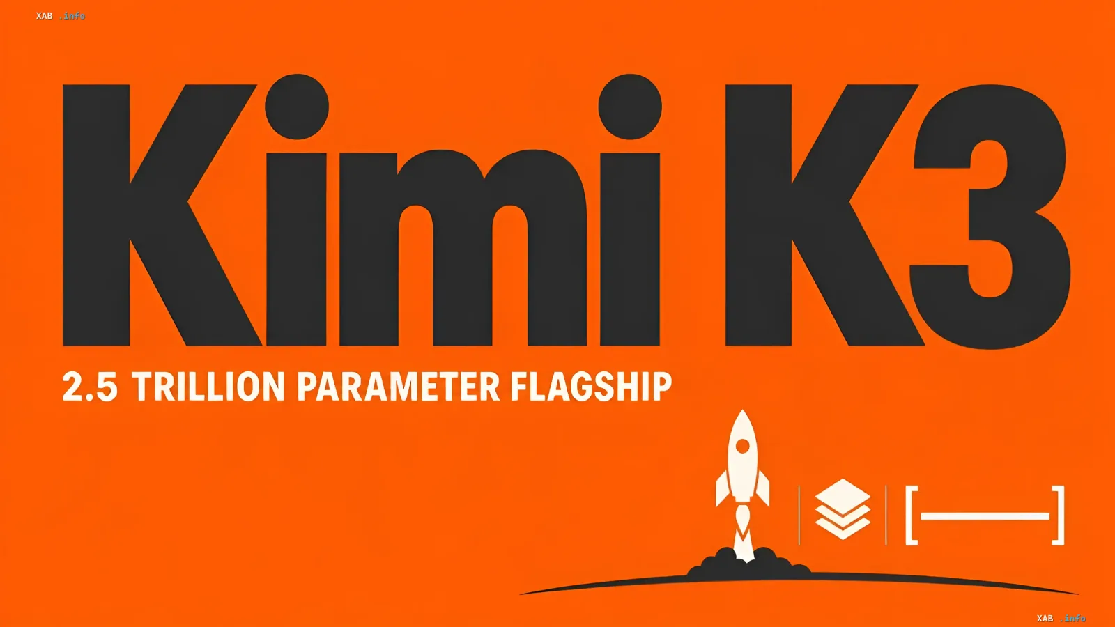 Kimi K3 logo with 2.5 trillion parameters text and rocket icon, symbolizing its ascent to the top of Frontend Code Arena rankings