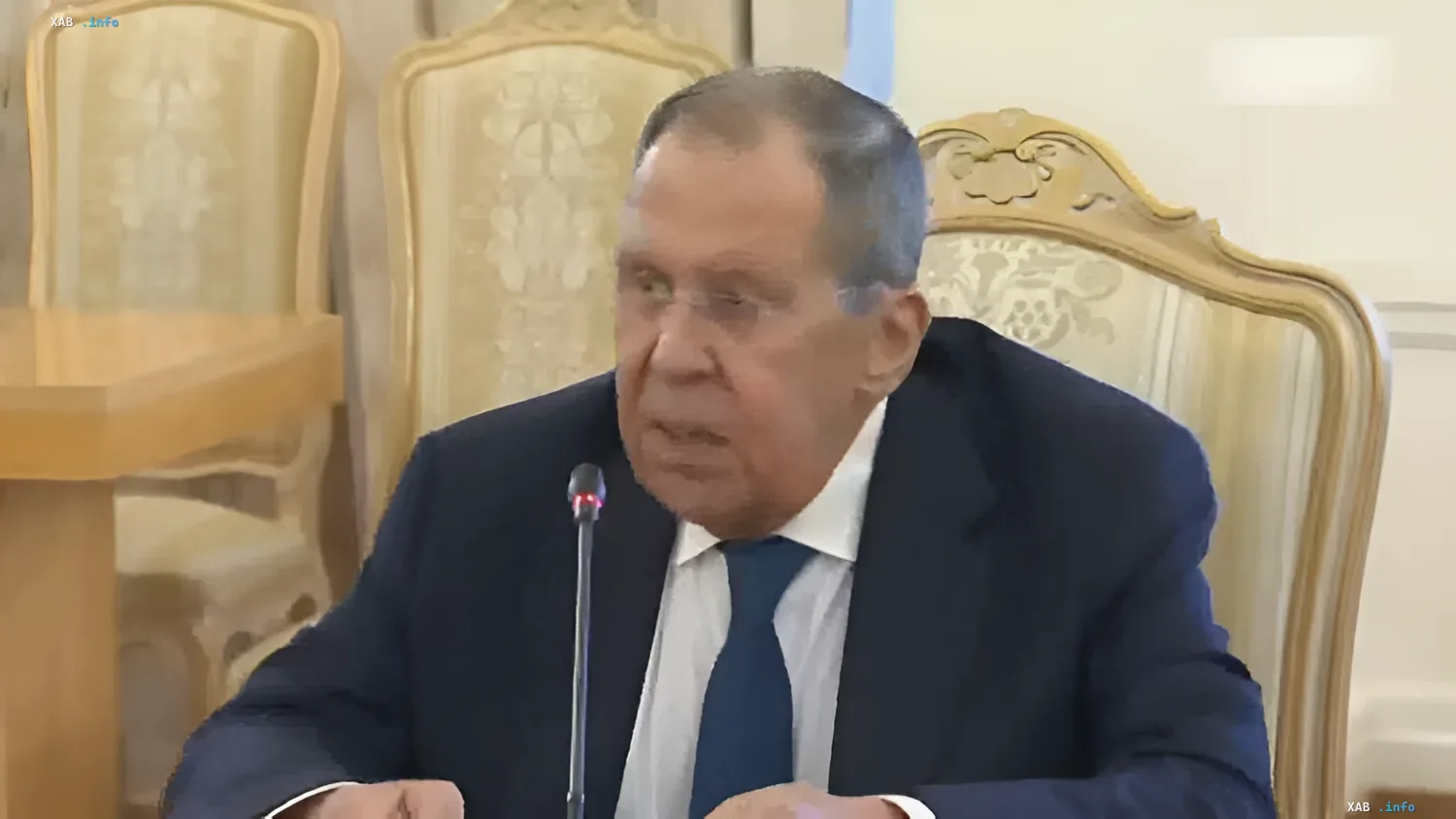 Russian Foreign Minister Sergey Lavrov during negotiations on normalizing relations with Azerbaijan and resuming air traffic