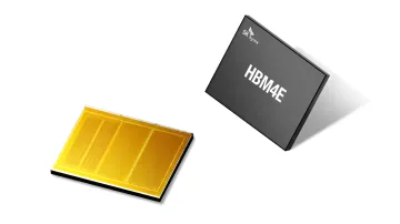 SK Hynix HBM4E-Chip und Siliziumwafer — Symbole des technologischen Konflikts zwischen den USA und Südkorea um AI-Chip-Gewinne