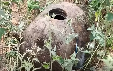 Rusty sea mine discovered in coastal vegetation near Odesa after drifting