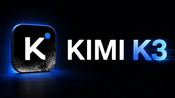 Логотип нейромережі Kimi K3 на темному фоні з синім сяйвом, що символізує тестування Microsoft китайської технології для зниження витрат