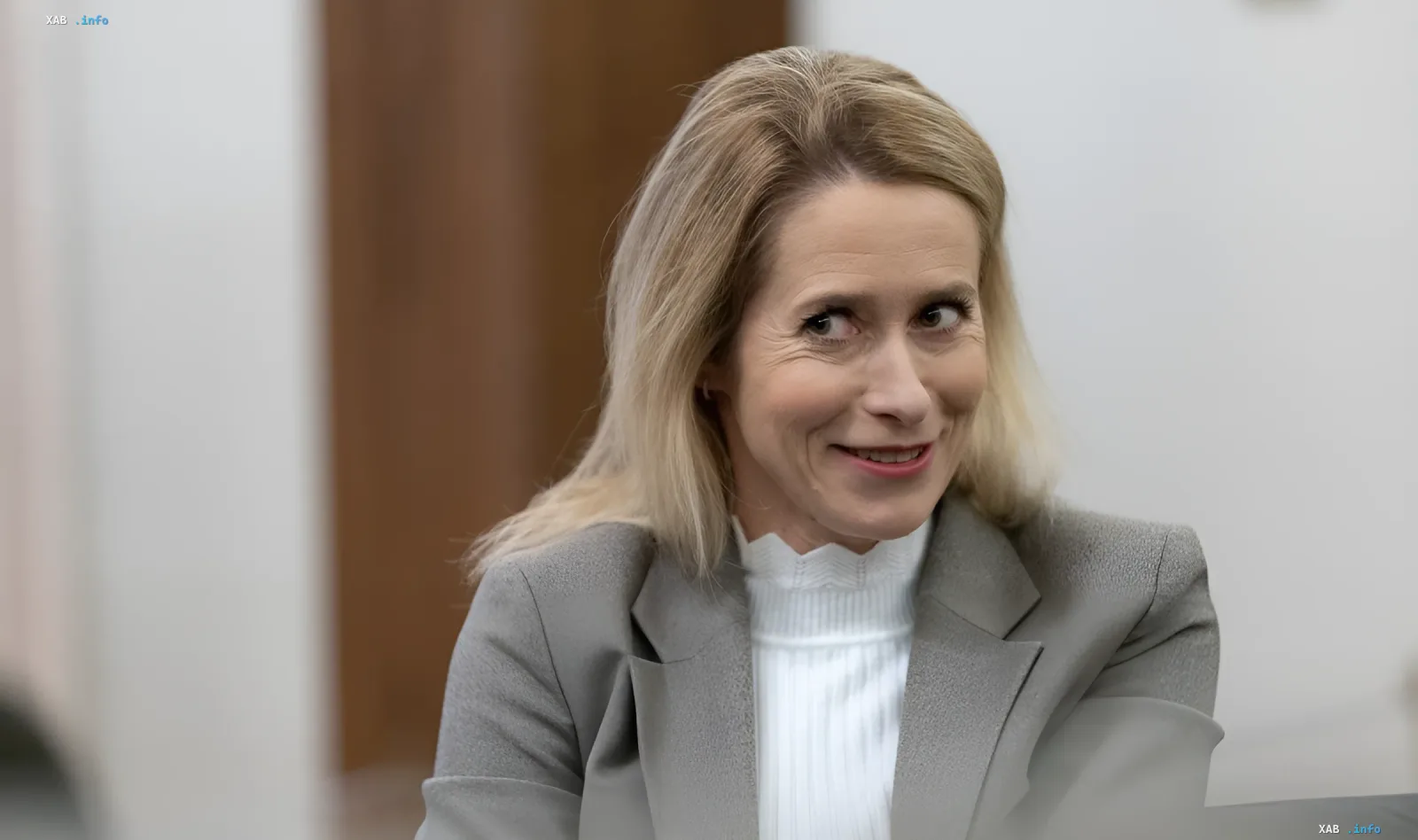 Head of European diplomacy Kaja Kallas in a business suit, about whom Tucker Carlson made critical remarks