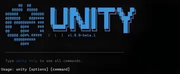 Інтерфейс командного рядка Unity CLI v1.0.0-beta.1 з логотипом та ASCII-артом, що демонструє новий інструмент для автоматичного налагодження ігор ШІ-агентами.