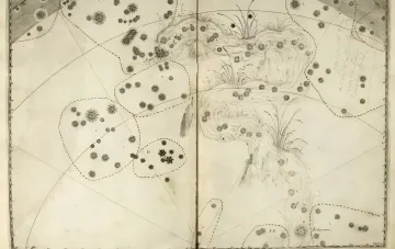 Ancient astronomical chart depicting the constellation Eridanus, showing the historical position and brightness of Theta Eridani