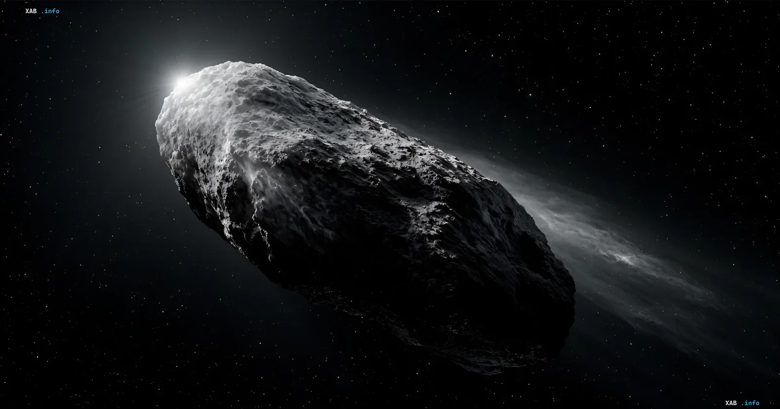 Asteroid 1998 SH2, der zu einem Kometen wurde, mit einem hellen Schweif vor einem sternklaren Himmel