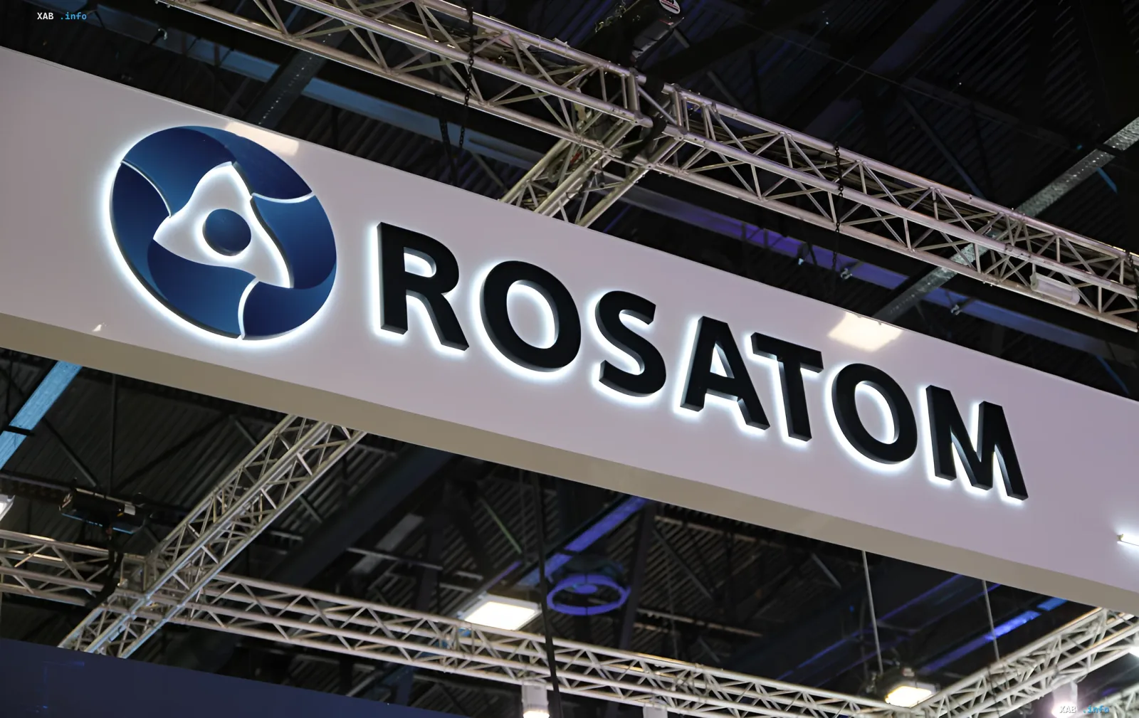 Rosatom-Logo auf einer Messe: Symbol des russischen Atomriesen, dessen Technologien nun in Deutschland erlaubt sind