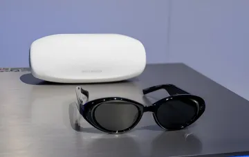 Samsung Galaxy AI Glasses in Warby Parker design with white case for protection against covert recording