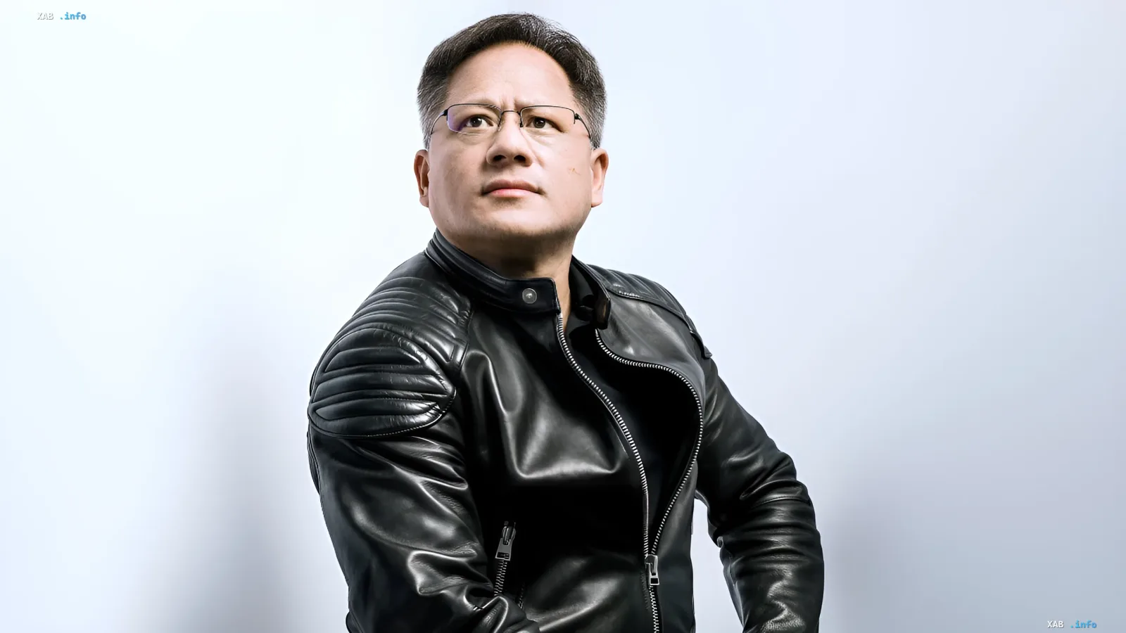 Jensen Huang, founder of Nvidia, in a leather jacket, symbolizing the fight against sanctions and the desire to collaborate with Chinese AI models