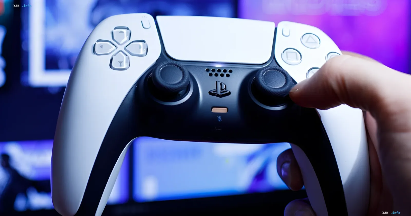 PlayStation DualSense controller in a gamer's hand — symbolizing cognitive skill development through video games