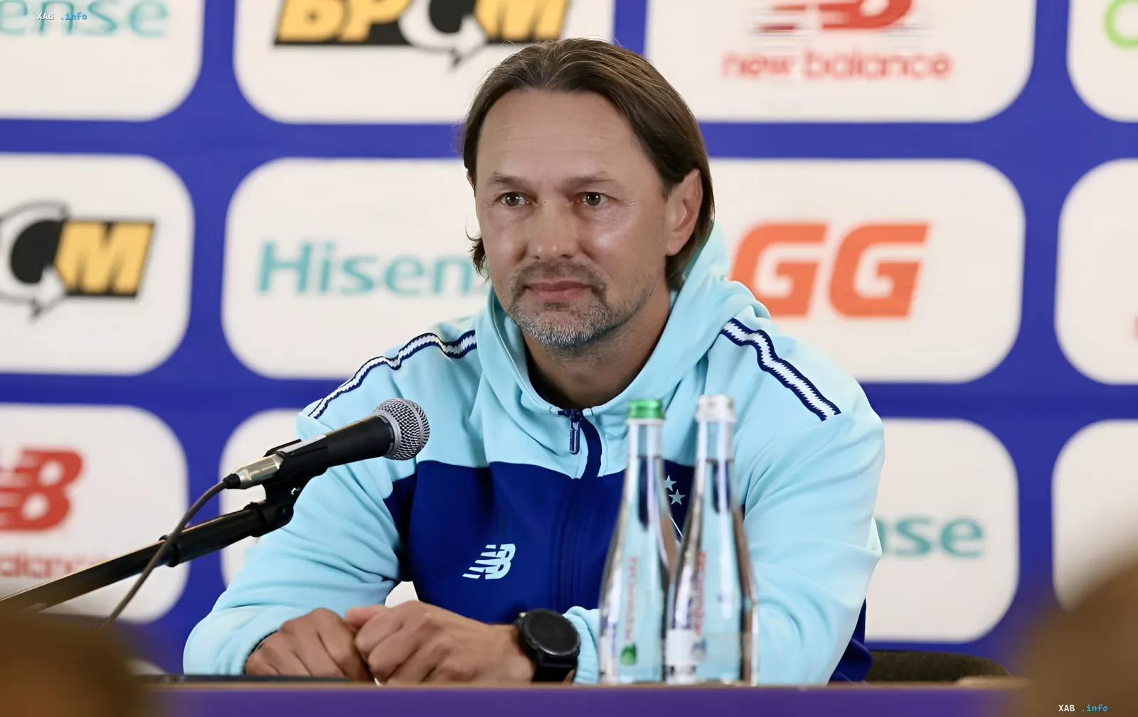 Igor Kostyuk at a press conference before the match with PAOK, discussing chances and provocations by fans