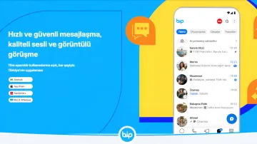 Interface of Turkish messenger BiP showing chats and call buttons, highlighting its functionality as a WhatsApp competitor in Russia