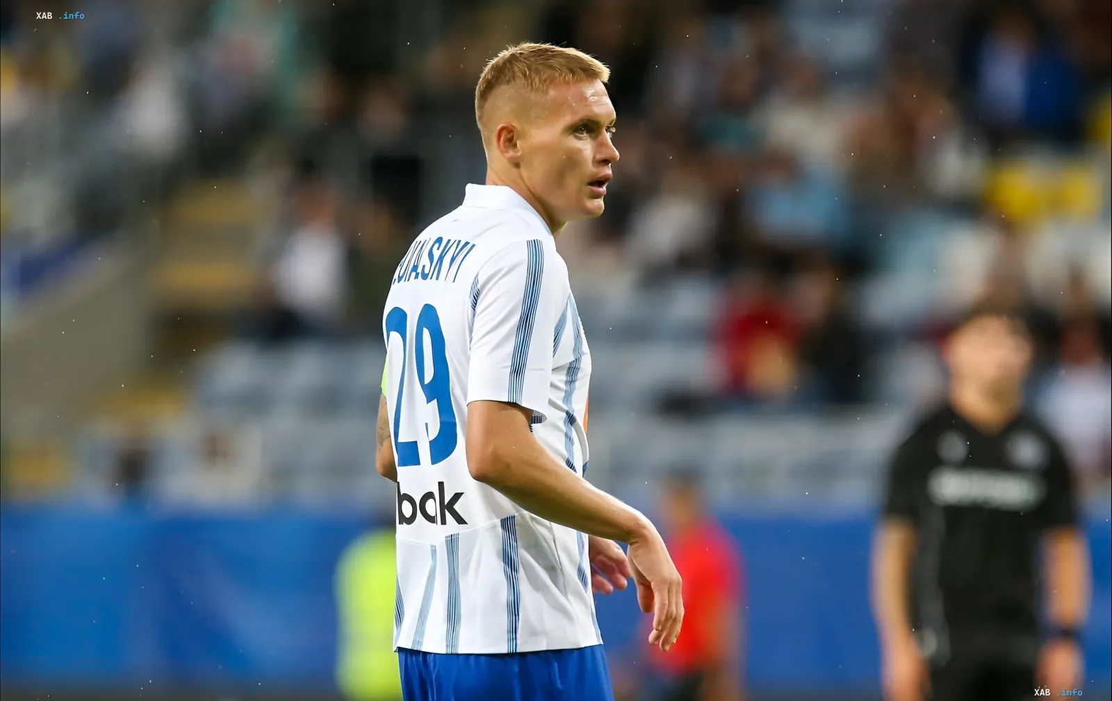 Vitaliy Buyalskyi in the kit of Kyiv Dynamo with number 29 on the field during a match
