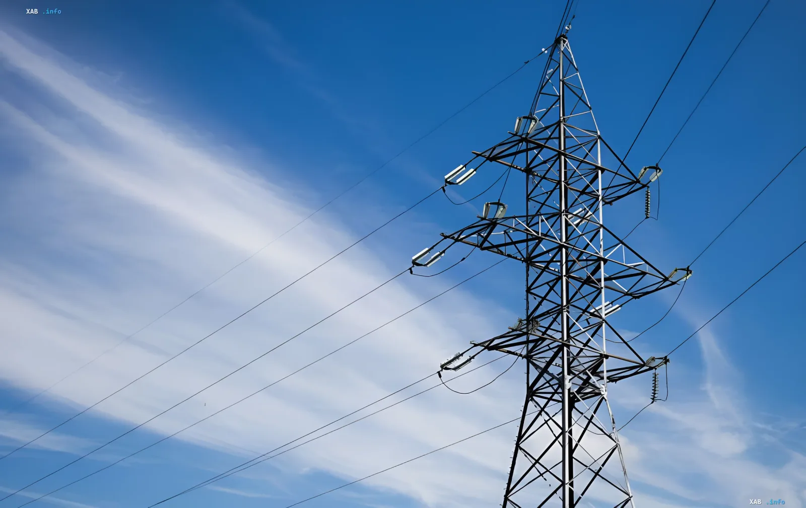 High-voltage transmission tower against a blue sky — symbol of energy system stability at risk due to fines for ignoring dispatcher commands