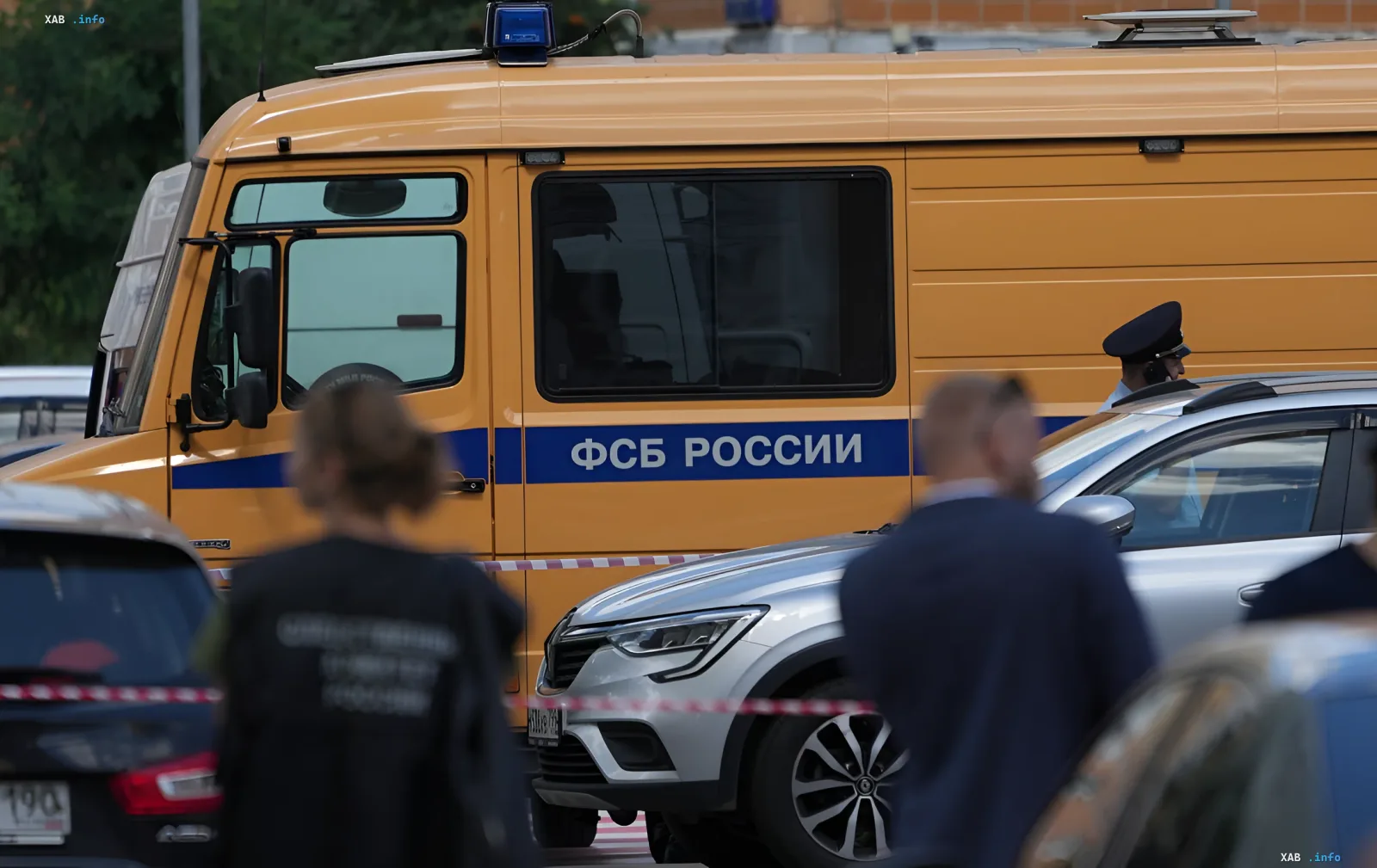 FSB Russia service vehicle at the scene of the incident in Belgorod after drone attack