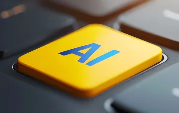 Желтая кнопка с надписью AI на клавиатуре, символизирующая возможность принудительного отключения искусственного интеллекта