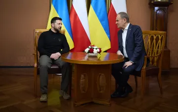 Präsident der Ukraine Wolodymyr Selenskyj und Präsident des Europäischen Rates Charles Michel während eines Treffens in Kiew