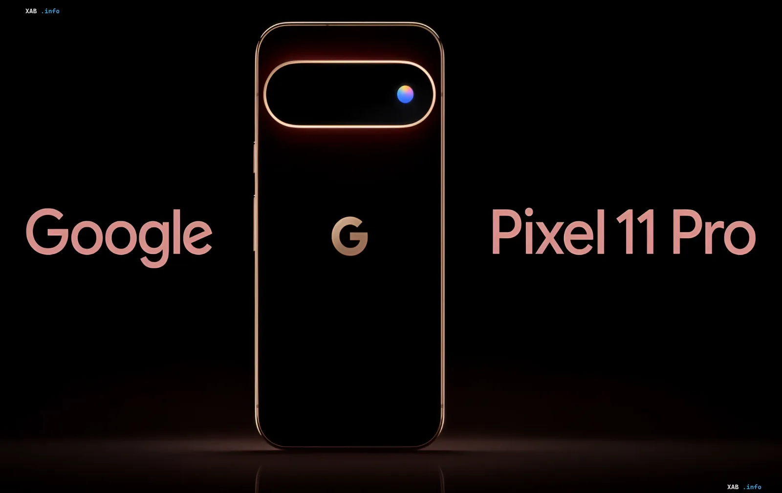 Концепт дизайна Google Pixel 11 Pro с RGB-подсветкой и логотипом G на черном фоне