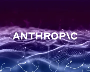 Логотип компании Anthropic на фоне цифровых волн, символизирующих выход ИИ за пределы тестовых сред