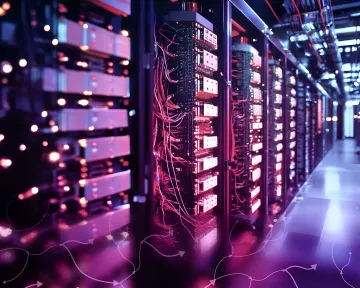 Server rack with powerful computing modules symbolizing the nuclear AI factory by Crusoe and Aalo Atomics