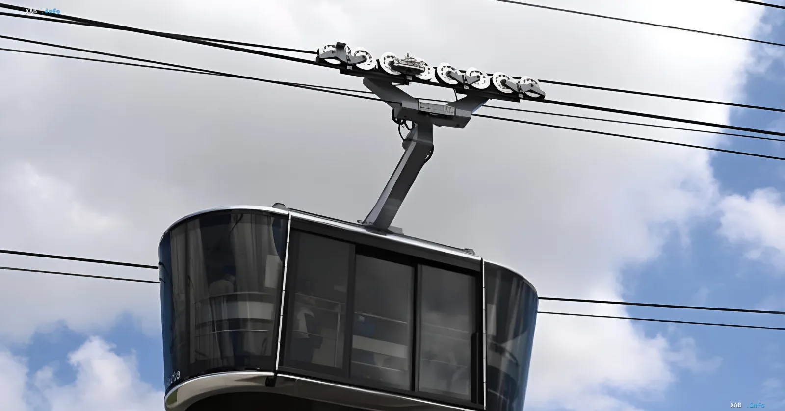 Cabin of the cross-border cable car connecting Heihe, China and Blagoveshchensk, Russia