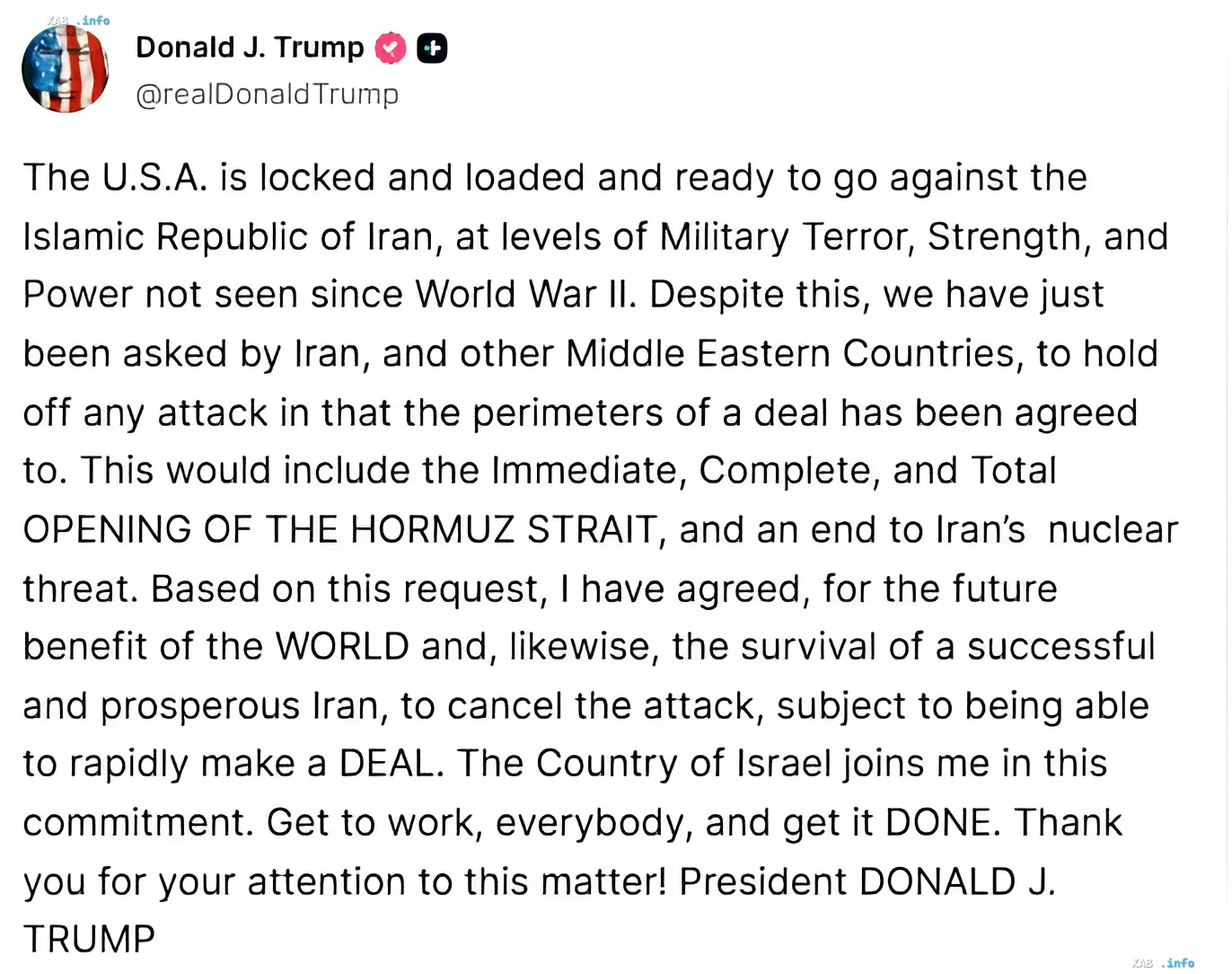 Trump tweet on canceling strike on Iran: 'Locked and loaded', but peace is more valuable