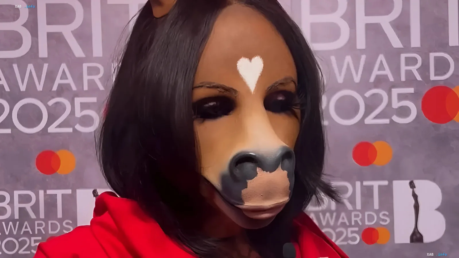 Singer Horsegirl in horse mask on the red carpet at Brit Awards 2025