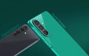 Задняя панель Samsung Galaxy F70 Pro 5G в цветах Alpha Black и Aura Green с тройной камерой