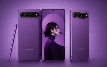 Концепт смартфона Samsung Galaxy S27 Ultra в фиолетовом цвете с S Pen, демонстрирующий дизайн и камеру, согласно утечкам о характеристиках