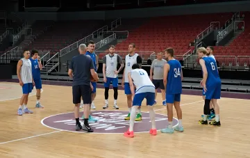 Ukrainische Basketball-Nationalmannschaft im Training in Riga vor den entscheidenden WM-Qualifikationsspielen 2027