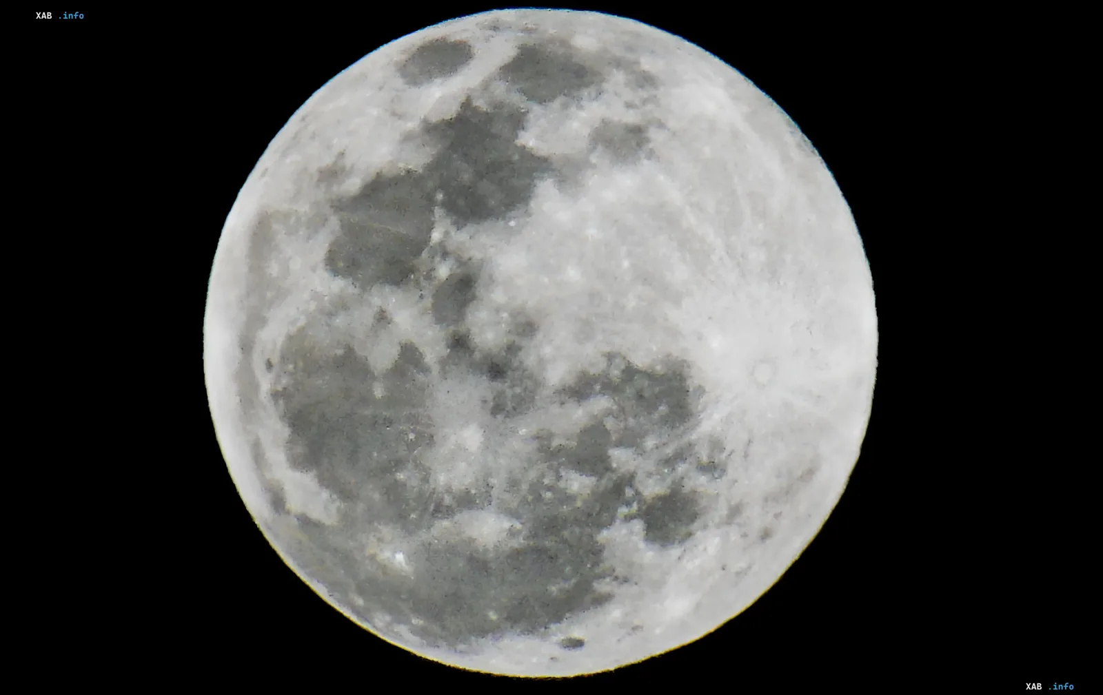 Full Moon with visible craters, including a new crater from the impact of a SpaceX rocket debris