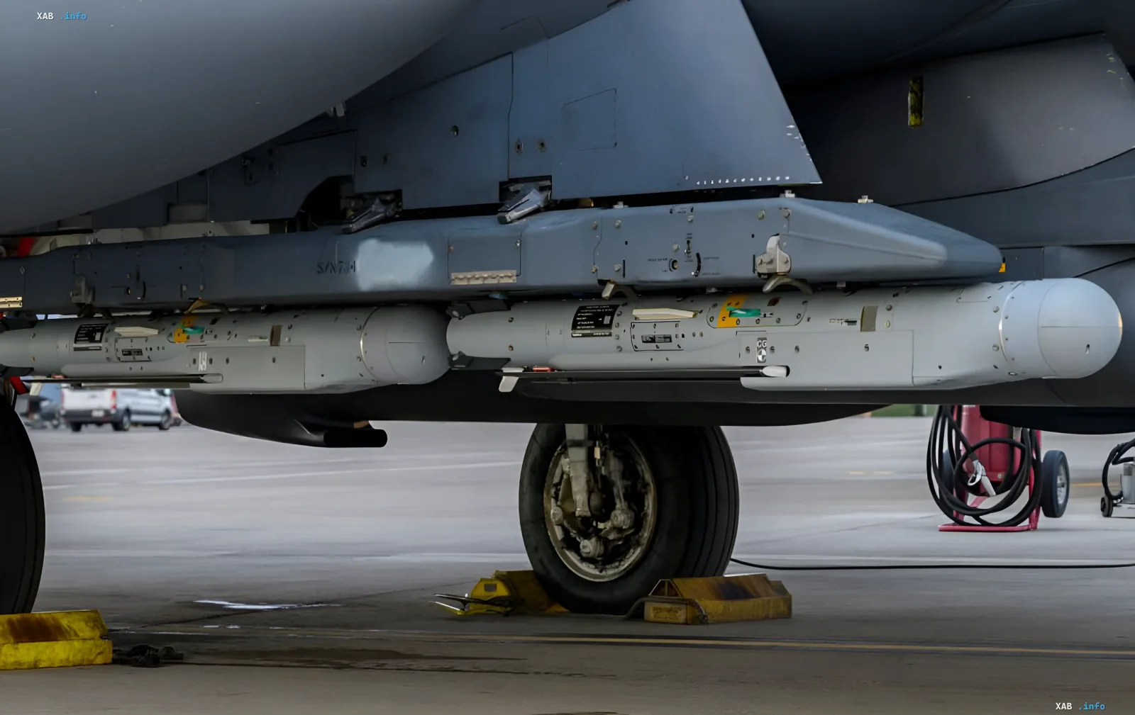 Hypersonic missile StormBreaker on an underwing pylon of a fighter jet, ready for testing with a new engine
