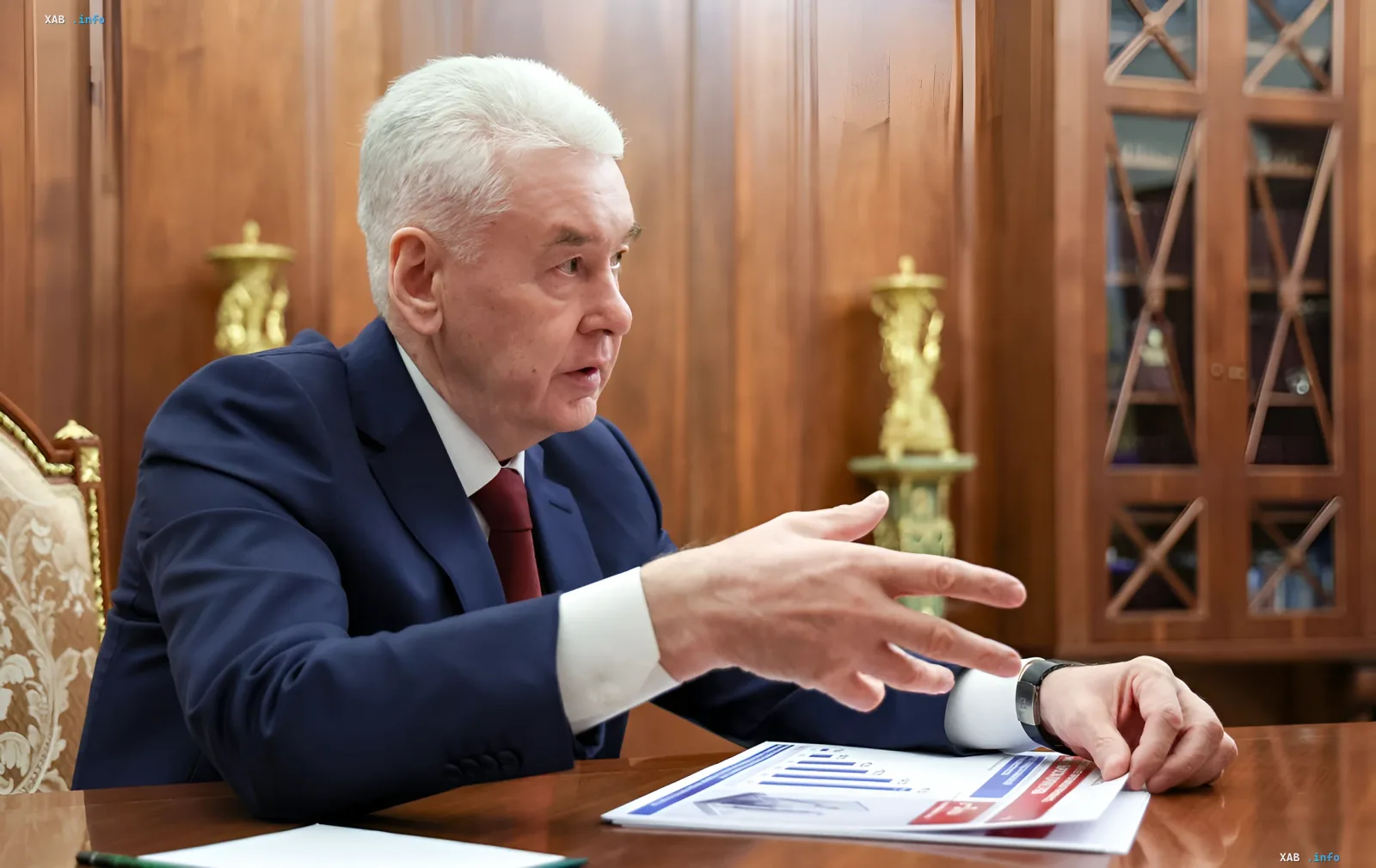 Сергій Собянін за робочим столом обговорює зростання атак дронів на Москву