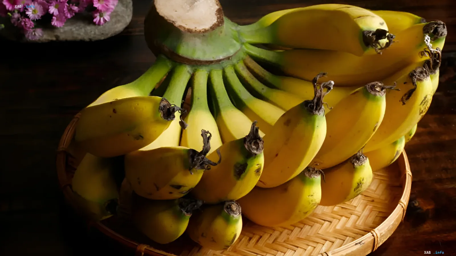Ripe yellow bananas in a woven basket — illustration for article on effects of eating two bananas daily on the body