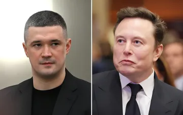 Side-by-side photo: Mykhailo Fedorov and Elon Musk — Ukraine urges SpaceX to target Russian launch sites