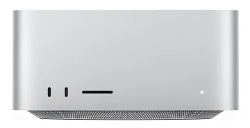 Rückseite des Mac Studio mit Thunderbolt-Anschlüssen und SD-Slot, die die Integration von Alibabas Qwen-KI zur Verbesserung von Siri auf Chinesisch symbolisieren