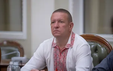 Deputy Bondar in traditional vyshyvanka at meeting discussing fate of Chervonohrad factory