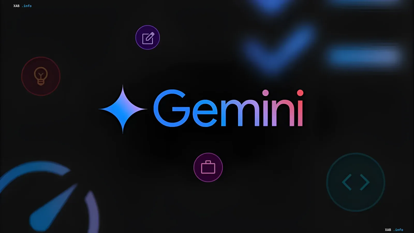 Google Gemini logo on a dark background with icons symbolizing the revelation of secrets in Google Docs