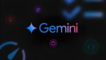 Google Gemini-Logo auf dunklem Hintergrund mit Symbolen, die das Aufdecken von Geheimnissen in Google Docs darstellen