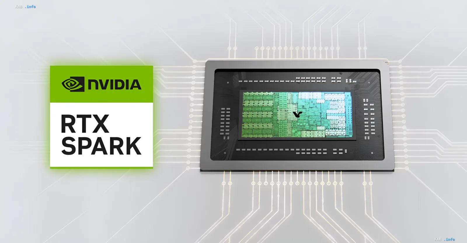 Nvidia RTX Spark N1X-Chip mit Blackwell-Architektur-Logo auf einem Leiterplatten-Hintergrund