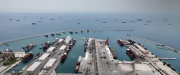 Port of Tartus in Syria: view of docks and ships symbolizing the end of Russian military presence