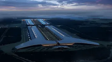 Render of Elon Musk’s TeraFab megafactory — the most expensive building on Earth at $16.8 billion, showcasing futuristic architecture at dusk