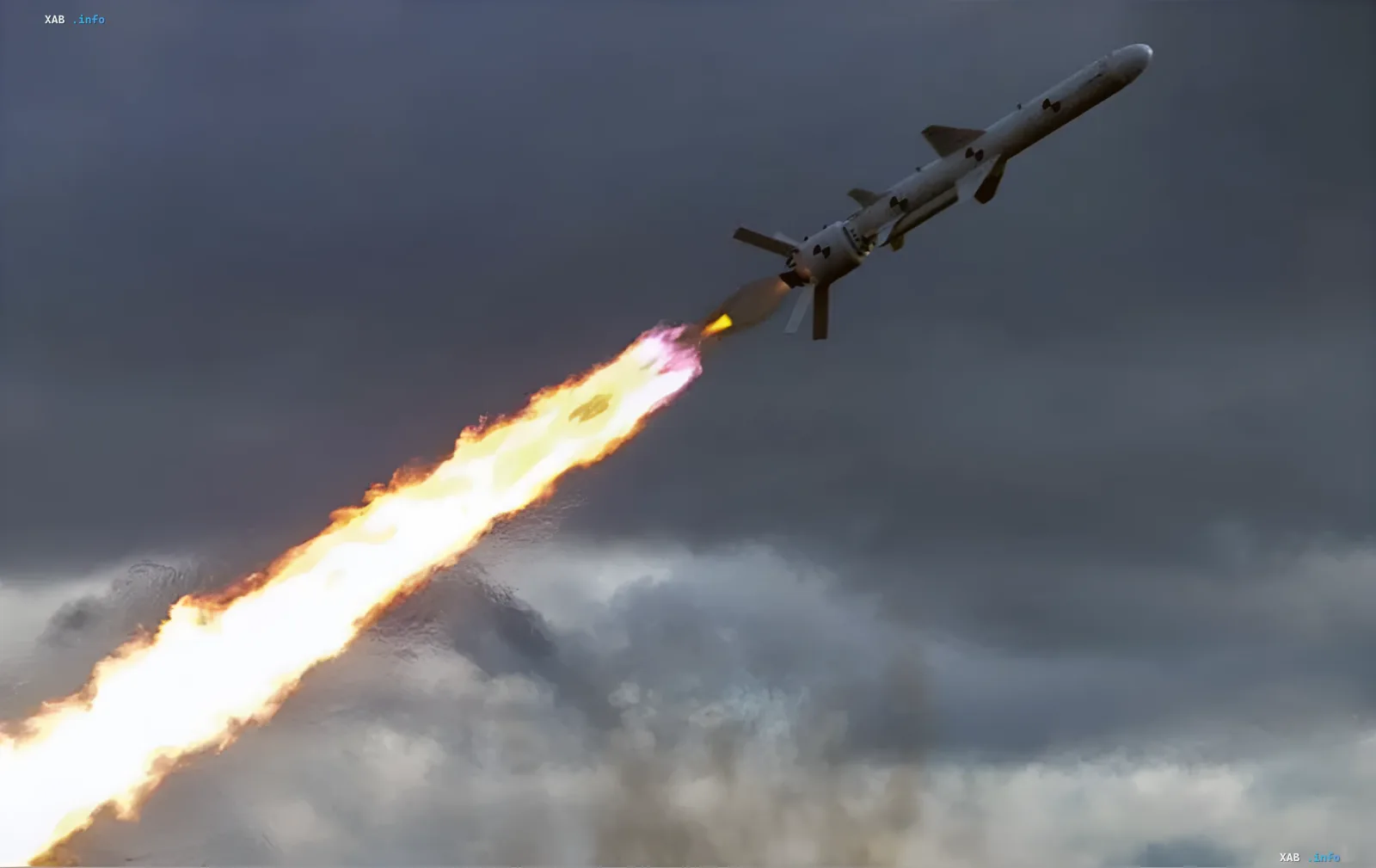 Rocket in flight with fiery trail, illustrating increased missile strikes by Russia on Ukraine