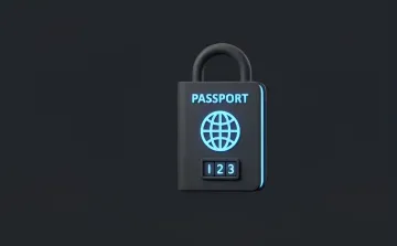 Цифровой замок с надписью PASSPORT и глобусом, символизирующий европейские паспорта для соцсетей и контроль доступа в интернете
